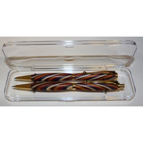 Penboks, klar plast, 2 holdere