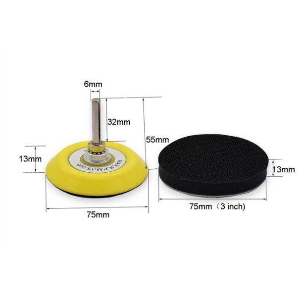 Slibehoved 75mm m. ekstra bld pude